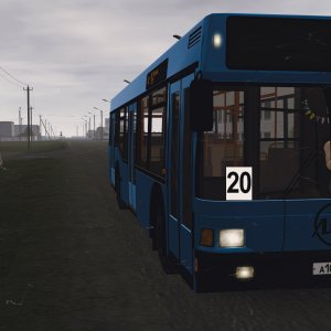 Синенький мазяра едет с парка на маршрут